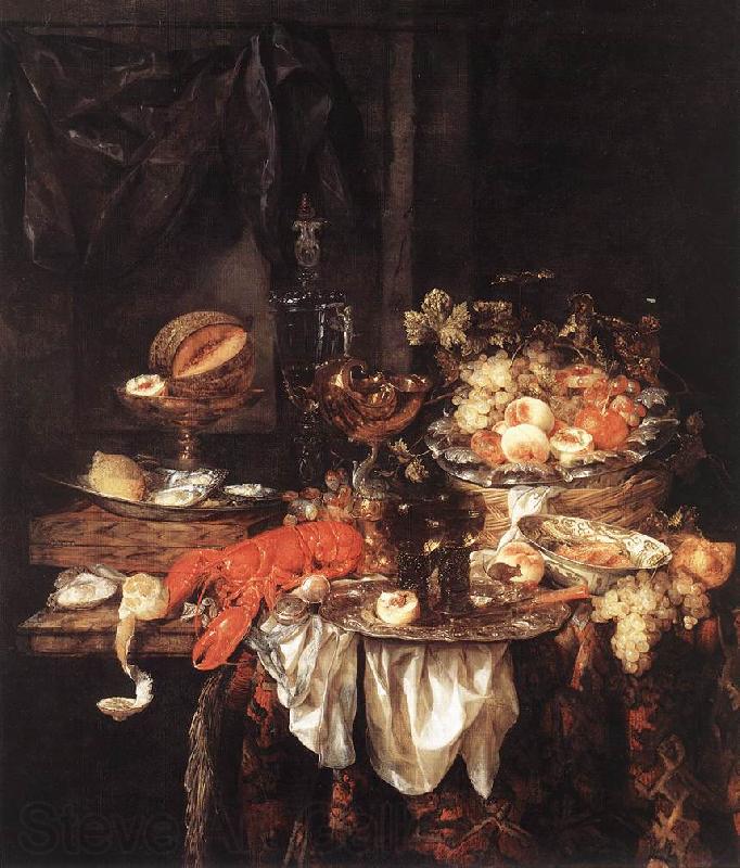 BEYEREN, Abraham van Banquet Still-Life with a Mouse fdg